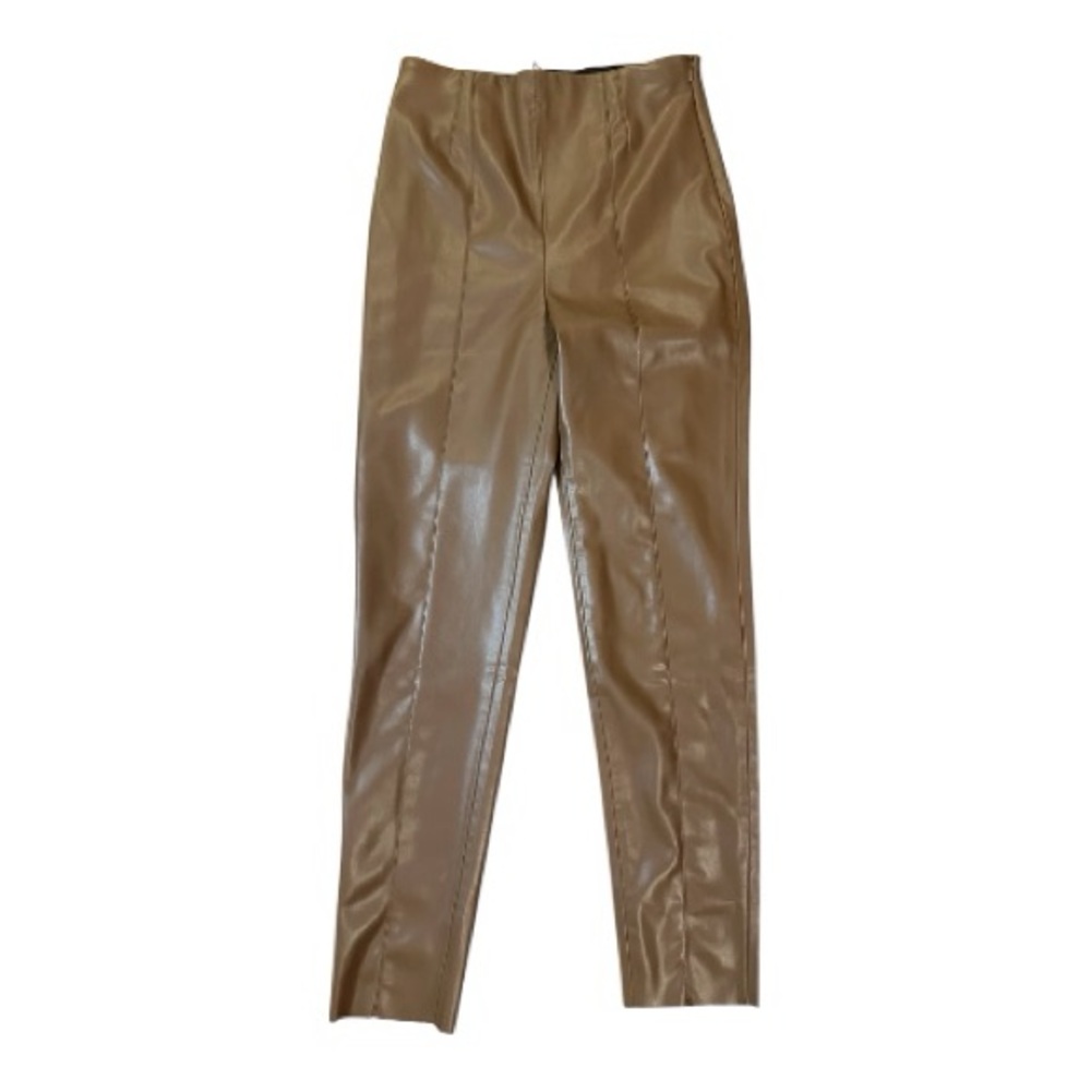 Zara Chocolate Brown Highrise Faux Leather Leggings Pants